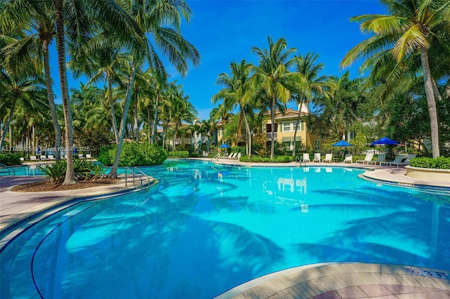 pool featuring a patio area