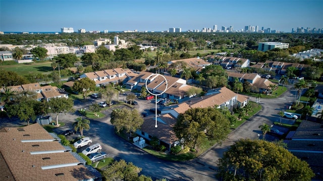 aerial view with a city view