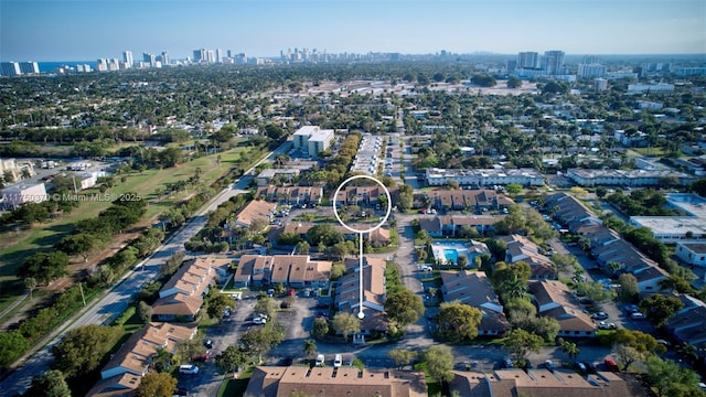 aerial view with a view of city