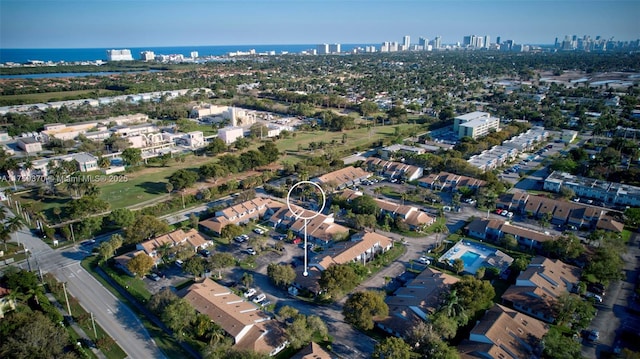 drone / aerial view featuring a city view