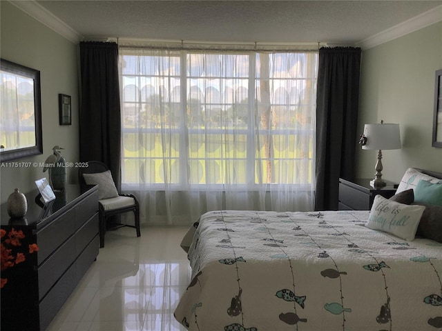 bedroom with crown molding