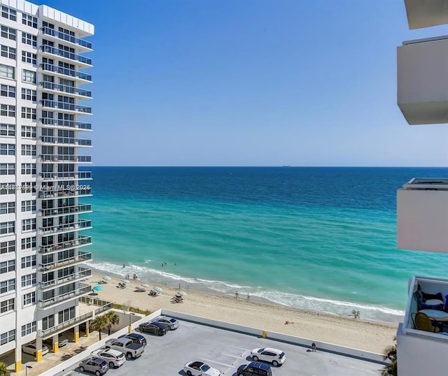 view of water feature featuring a beach view