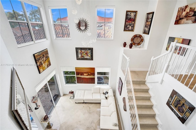 1468 Mariner Way, Hollywood, FL 33019 - stairway featuring a high ceiling and baseboards