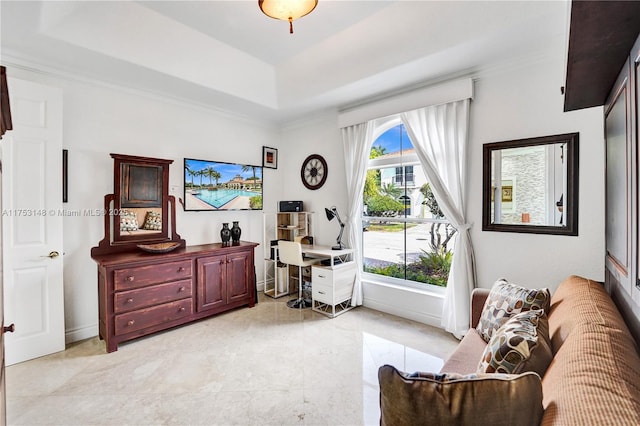1468 Mariner Way, Hollywood, FL 33019 - office featuring a tray ceiling and ornamental molding