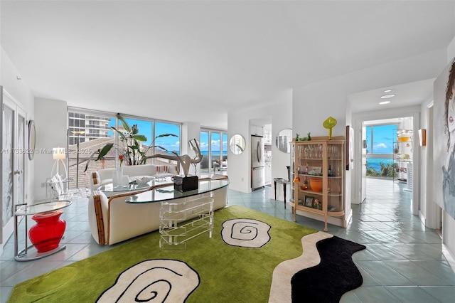 view of tiled living room