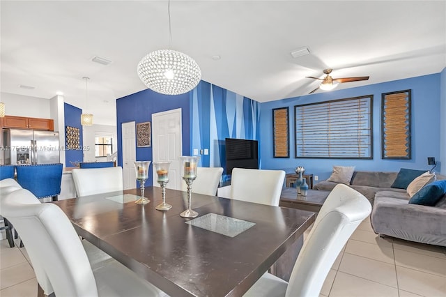 25340 SW 116th Ave, Homestead, FL 33032 - dining room with light tile patterned floors, ceiling fan, and visible vents