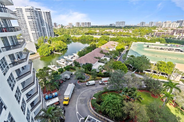 3530 Mystic Pointe Dr Unit 1508, Aventura, FL 33180 - aerial view featuring a water view and a city view