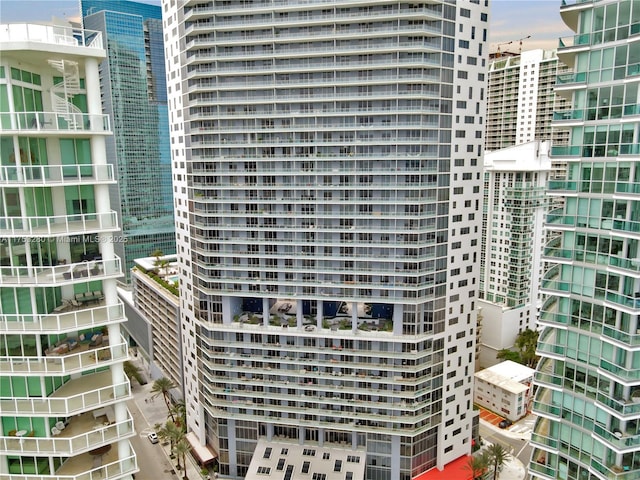 view of building exterior featuring a city view