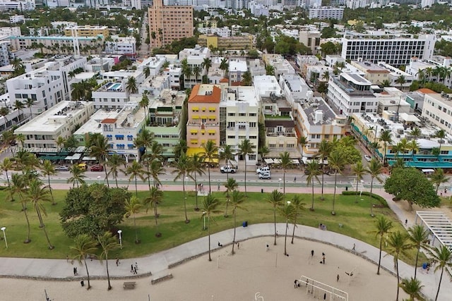 birds eye view of property with a city view