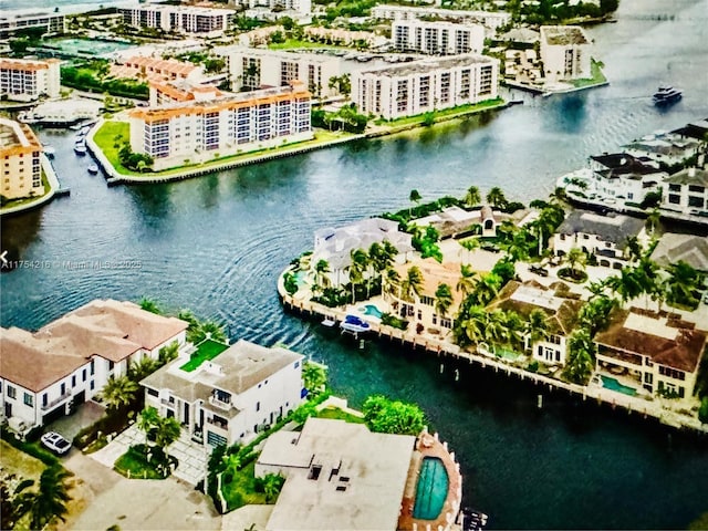 aerial view with a view of city and a water view