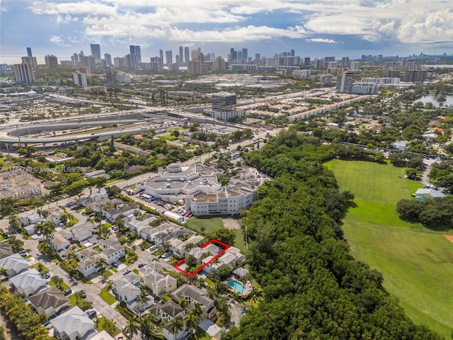 bird's eye view with a view of city