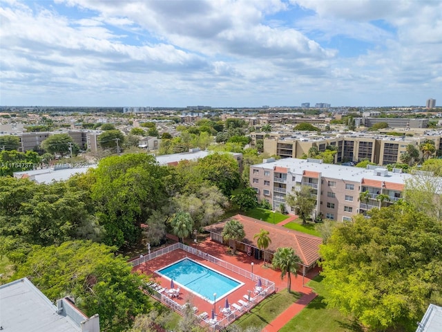 drone / aerial view with a view of city