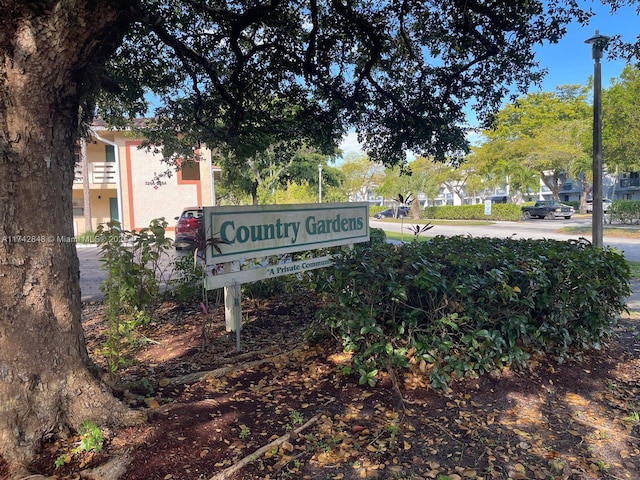 view of community sign