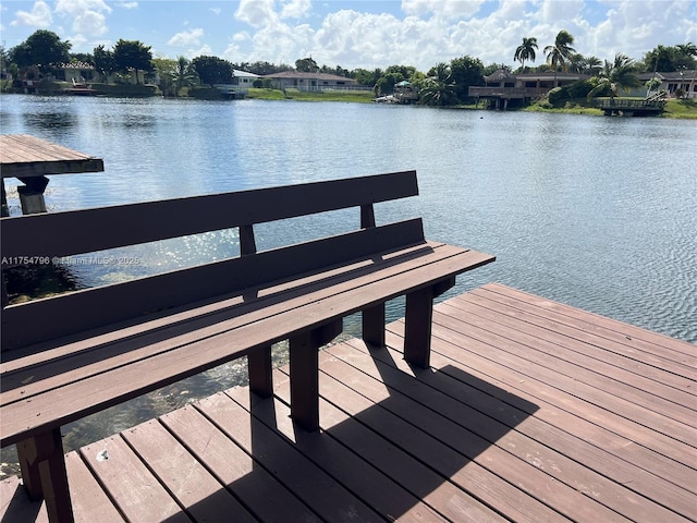 view of dock featuring a water view