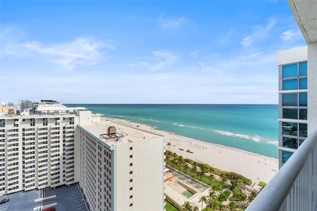 property view of water with a beach view