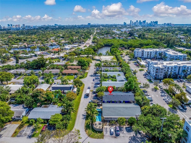 2217 NE 14th Ave, Wilton Manors, FL 33305 - drone / aerial view featuring a city view and a water view