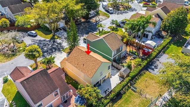 bird's eye view with a residential view