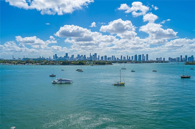 property view of water featuring a view of city