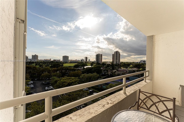 balcony featuring a city view