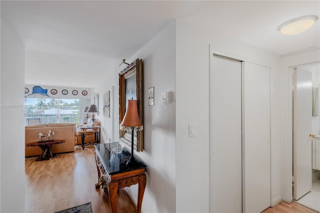 hallway with wood finished floors