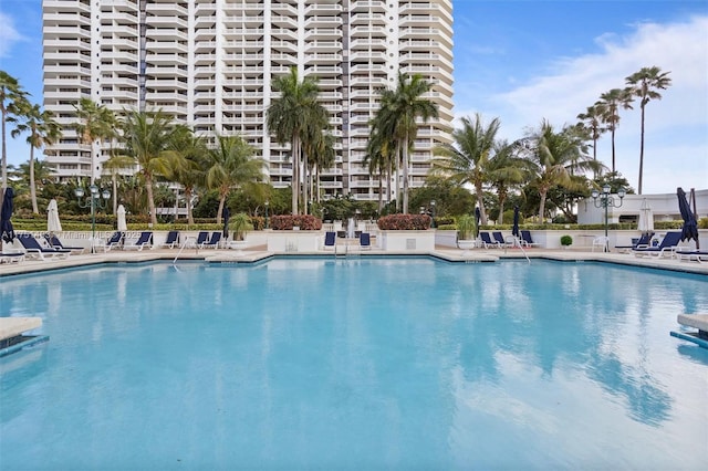 pool with a patio area