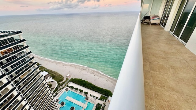 view of water feature featuring a beach view