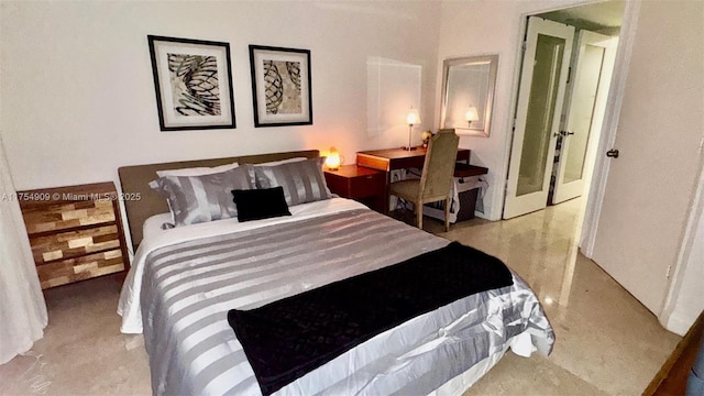 bedroom with concrete floors