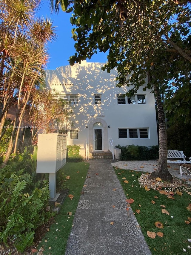 view of front of home with stucco siding