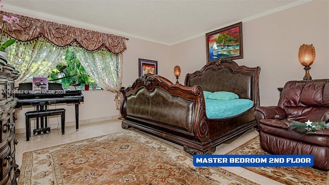430 Poinciana Dr Unit 1710, Sunny Isles Beach, FL 33160 - bedroom featuring baseboards, ornamental molding, and tile patterned floors
