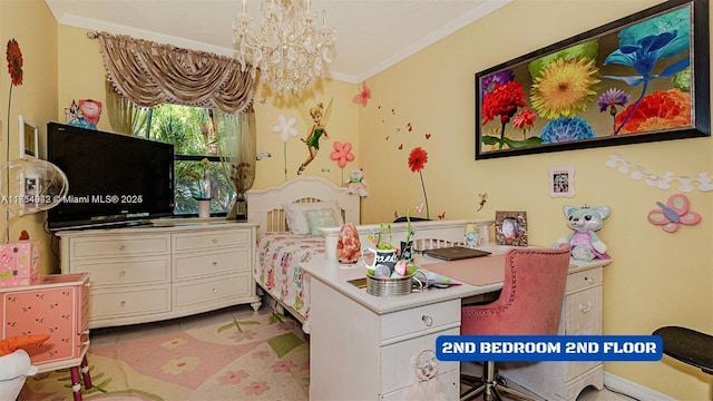 430 Poinciana Dr Unit 1710, Sunny Isles Beach, FL 33160 - bedroom featuring a chandelier and crown molding