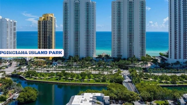 430 Poinciana Dr Unit 1710, Sunny Isles Beach, FL 33160 - bird's eye view featuring a water view and a view of city