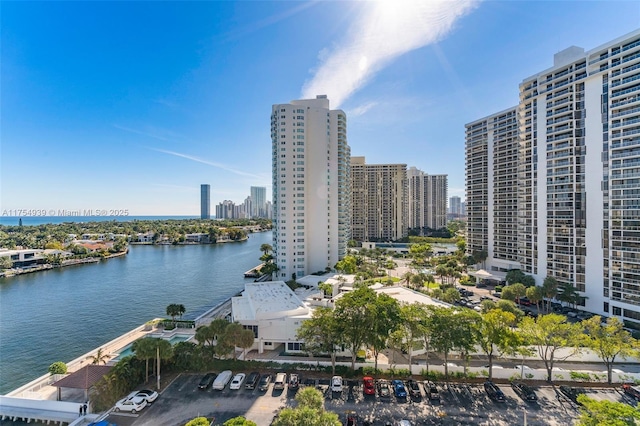 property view of water featuring a view of city