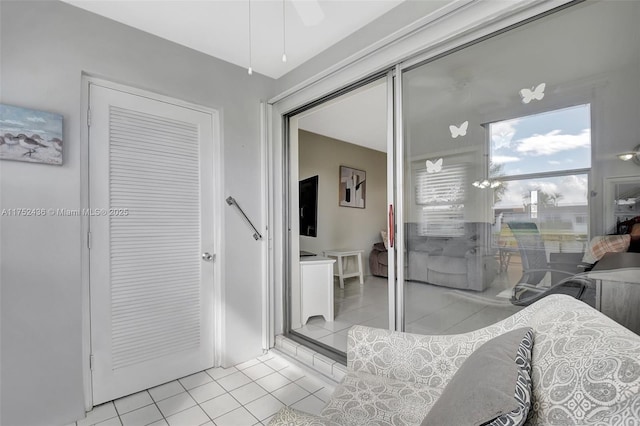 2775 W Dudley Dr W Unit E, West Palm Beach, FL 33415 - bedroom with light tile patterned flooring and a ceiling fan
