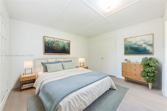 bedroom featuring light wood finished floors