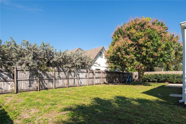 view of yard featuring a fenced backyard