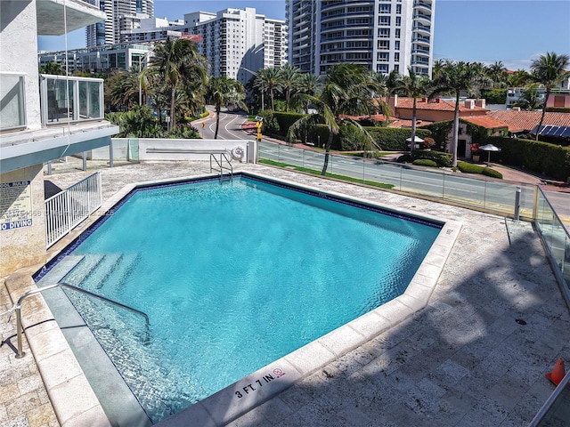 pool with a city view