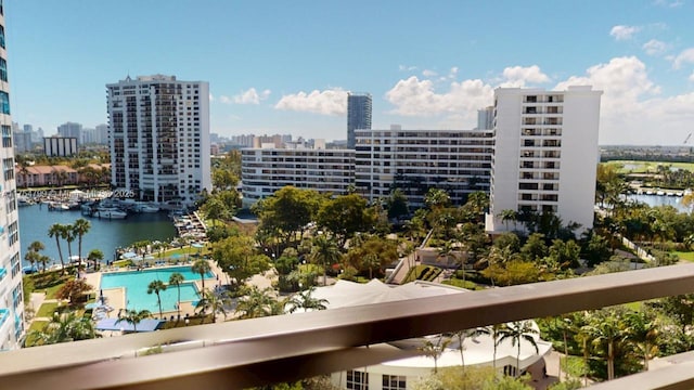 property view of water featuring a view of city