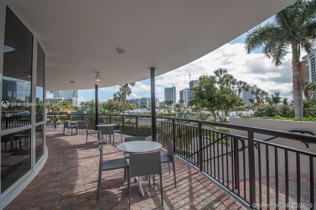 balcony with a view of city