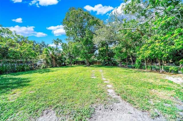 view of yard with a fenced backyard