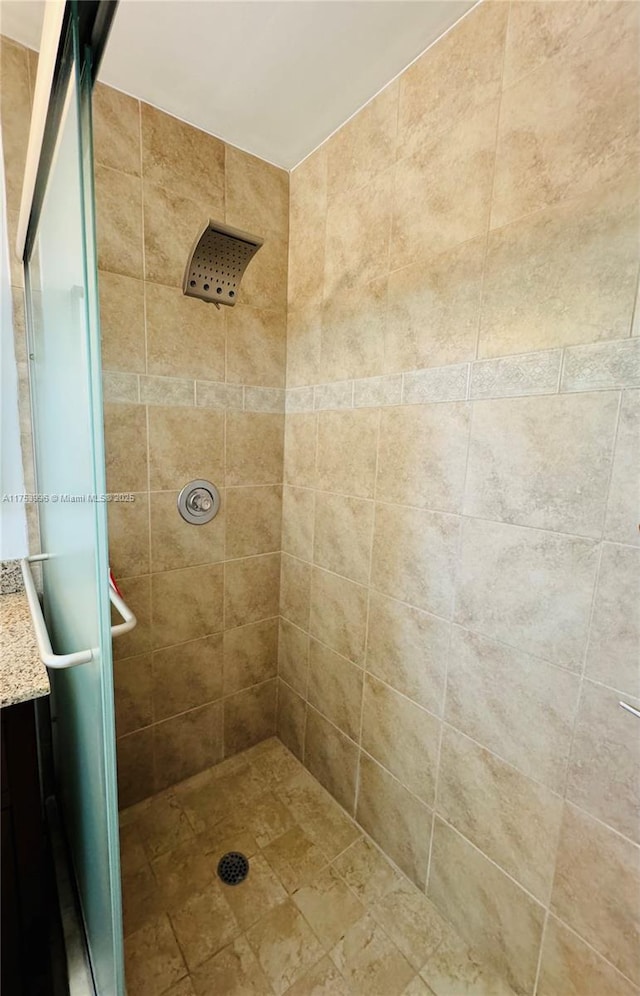 bathroom with a stall shower