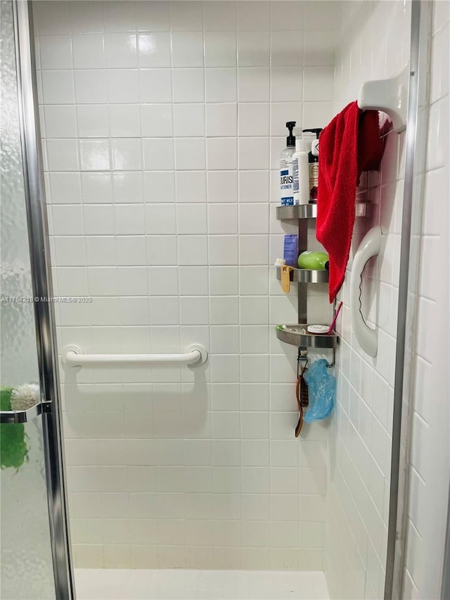 bathroom featuring a shower stall