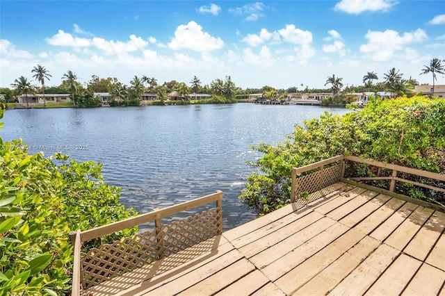 deck with a water view