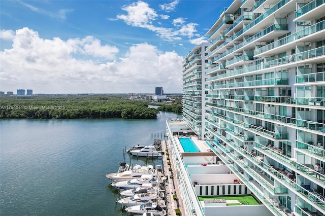 water view with a view of city