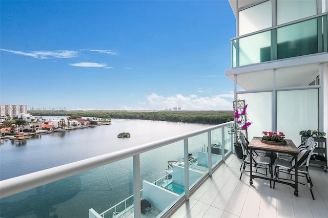 balcony with a water view