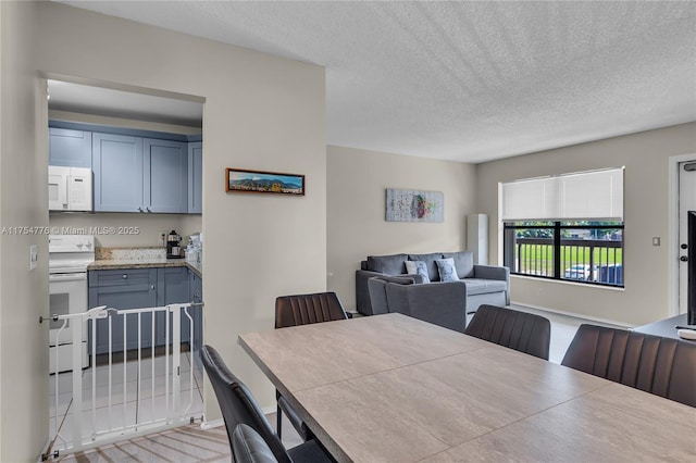 dining space with baseboards and a textured ceiling