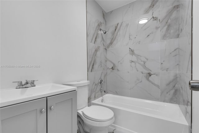 full bathroom with shower / bath combination, vanity, and toilet