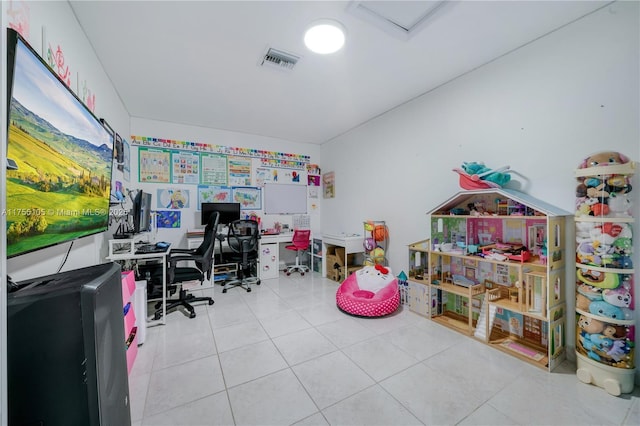 office area featuring visible vents and tile patterned floors