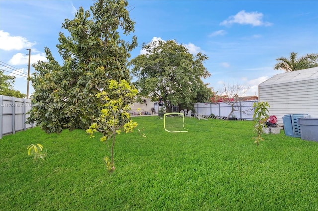 view of yard featuring a fenced backyard