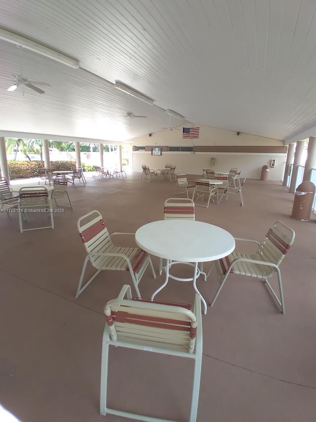 view of patio / terrace featuring ceiling fan and outdoor dining area