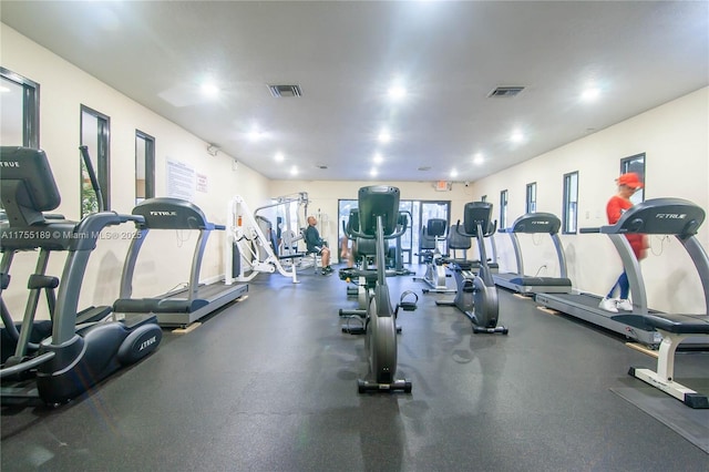 workout area with visible vents